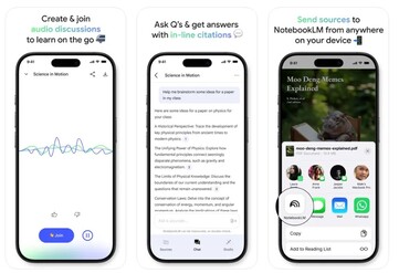La aplicación NotebookLM tendrá soporte para compartir fuentes desde aplicaciones y la posibilidad de crear y unirse a debates. (Fuente de la imagen: Google)