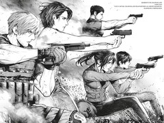 Ilustración oficial de Resident Evil: Death Island, vol. 1.