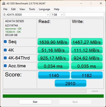 Prueba de rendimiento con el ADATA SE920 a través de USB4