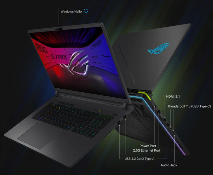 Asus también equipa el ROG Strix G16 2026 con una batería de 90 Wh compatible con una carga de 280 W.