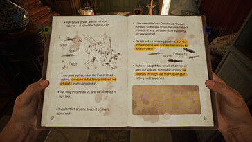 Imagen del juego 12, Memory Lane, mostrando el diario. (Fuente de la imagen: Steam)