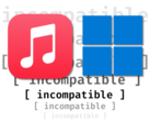 Apple La música y Windows parecen realmente incompatibles: que Apple ha hecho un trabajo a medias al portar una de sus aplicaciones clave al sistema operativo para PC más popular del mundo. (Fuente de la imagen: Apple, Microsoft, Anubhav Sharma - Notebookcheck)