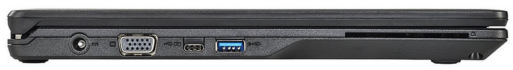 Lado izquierdo: conexión de alimentación, puerto VGA, 1x USB 3.1 Gen1 Type-C, 1x USB 3.1 Gen1 Type-A, lector SmartCard