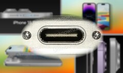 La captura real de Apple iPhone 15 Pro ha confirmado aparentemente que se ha incluido un puerto USB-C. (Fuente de la imagen: 9To5Mac & @URedditor - editado)