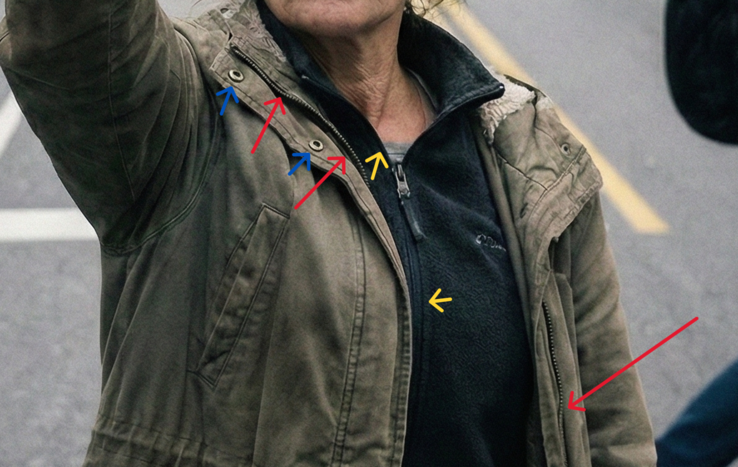 Las cremalleras y los botones no coinciden.