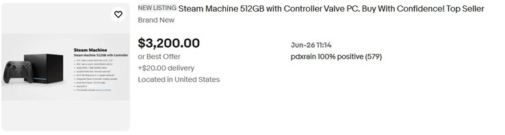 Una Steam Machine a la venta en eBay. 