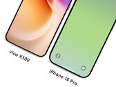 El Vivo X300 junto a un iPhone 16 Pro, de izquierda a derecha. (Fuente de la imagen: Han Bo Xiao - editado)