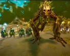 Captura de pantalla de Wartorn que muestra una unidad arbórea luchando junto a elfos y magos