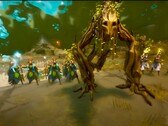 Captura de pantalla de Wartorn que muestra una unidad arbórea luchando junto a elfos y magos