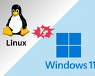 Comparación de rendimiento de juegos Linux vs Windows 11 con Tux y logotipos de Windows