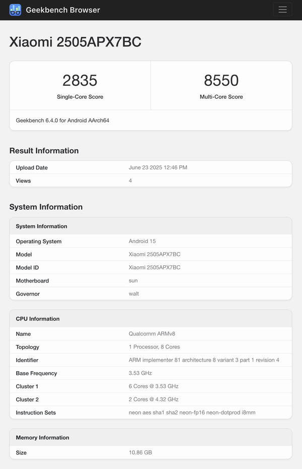 (Fuente de la imagen: Geekbench)