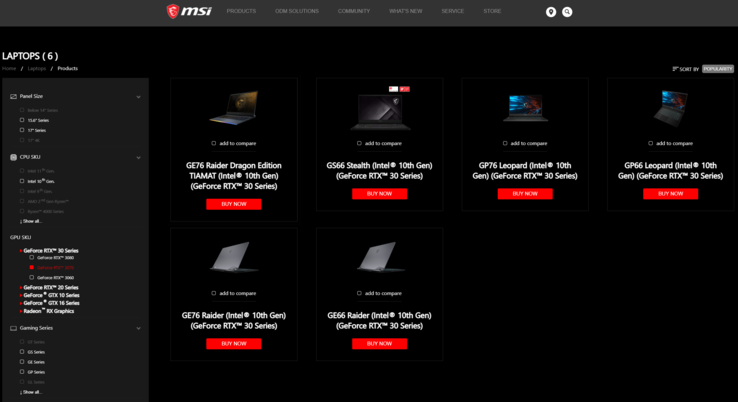 MSI vende actualmente seis portátiles con GeForce GPU RTX 3070. (Fuente de la imagen: MSI)