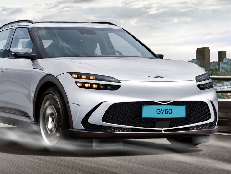 Un render que muestra el Genesis GV60 con faldón Active Air. (Fuente de la imagen: Hyundai)