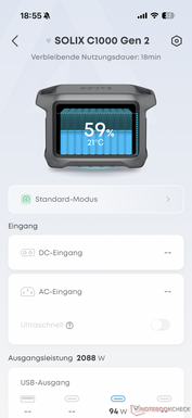 La vista general muestra el estado de la batería...