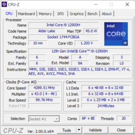 Ficha principal de CPU-Z