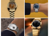 De arriba a abajo a la izquierda, en el sentido de las agujas del reloj (en la imagen), tenemos la reedición Q Timex 1972 Time Machine con esfera marrón, la misma reedición con esfera azul, la reedición Q Timex 1975 Enigma, y el Timex x Peanuts Marlin Automatic. (Fuente de la imagen: Timex - Editado)