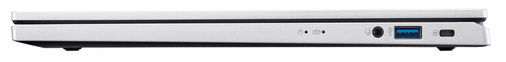 Derecha: combo de audio, USB 3.2 Gen 1 (USB-A), ranura para un candado Kensington