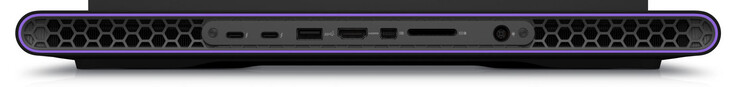 Trasera: 2x Thunderbolt 4 (Displayport, Power Delivery), USB 3.2 Gen 1 (USB-A), HDMI 2.1, Mini Displayport 1.4, lector de tarjetas de memoria (SD), conector de alimentación
