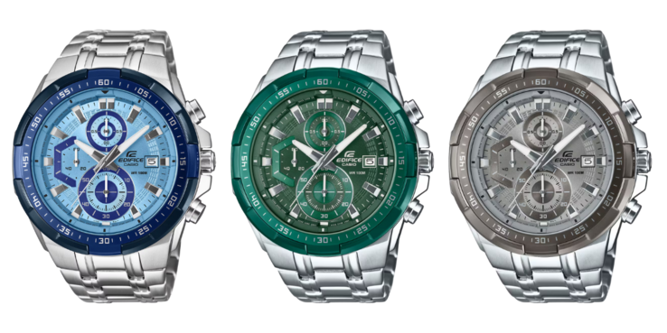 De izquierda a derecha: las Casio EFR-539DE-2AV, EFR-539DE-3AV y EFR-539DE-8AV. (Fuente de la imagen: Casio, editado)