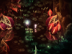 Dap presenta espeluznantes entornos pixel-art que alternan entre la belleza y el espanto con unas pocas pinceladas. (Fuente de la imagen: Steam)