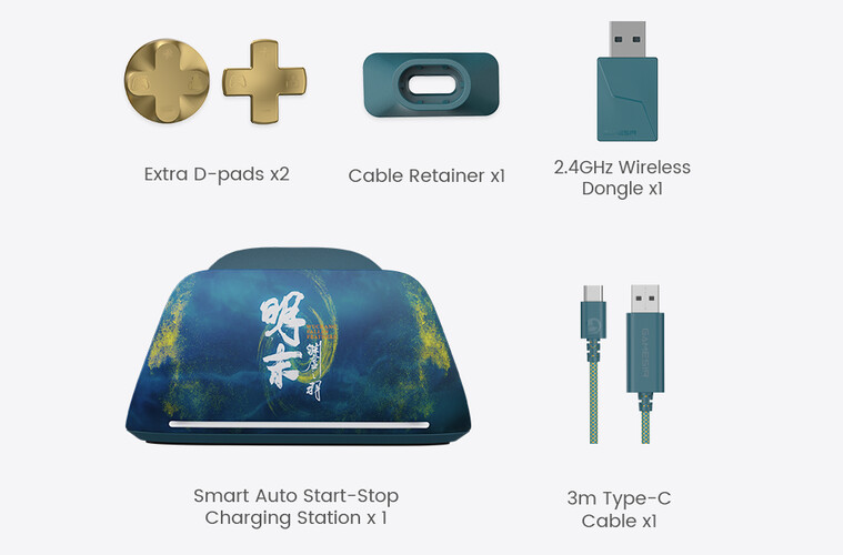La GameSir G7 Pro Wuchang: Fallen Feathers Edition también viene con algunos accesorios exclusivos. (Fuente de la imagen: GameSir)