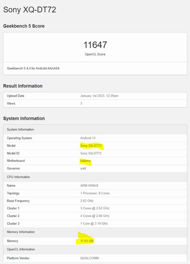 Supuesta puntuación del Xperia 1 V. (Fuente de la imagen: vía SumahoDigest)