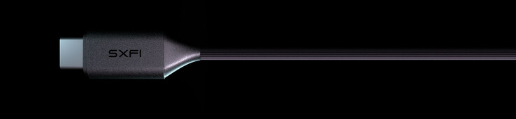 Un primer plano del cable de Kevlar que viene con el SXFI AIR GAMER. (Fuente de la imagen: Creative Technology)