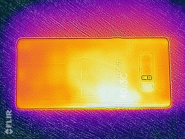 temperaturas superficiales del Samsung Galaxy Note 8 medidas con cámara de infrarrojos Flir One.