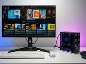 PC de sobremesa Framework que ejecuta el sistema operativo Bazzite OS conectado a un monitor que muestra una interfaz de juego de Steam, parecida a la configuración de una consola. (ETA PRIME)