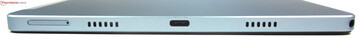 Derecha: ranura microSD/SIM, altavoces, USB-C 2.0