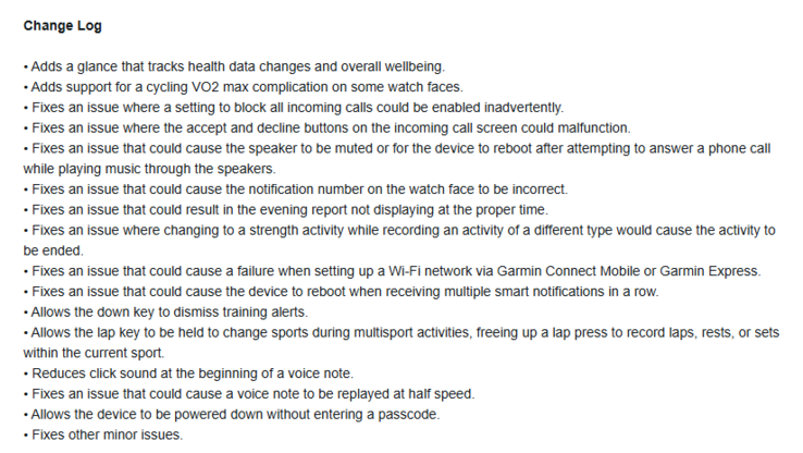 Las notas de la versión beta 15.07 para los relojes inteligentes Forerunner 570 y Forerunner 970. (Fuente de la imagen: Garmin)
