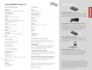 Especificaciones ThinkPad L13 Yoga G2 AMD