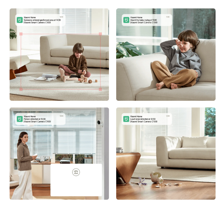 La cámara inteligente C100 de Xiaomi puede activar notificaciones inteligentes. (Fuente de la imagen: Xiaomi)