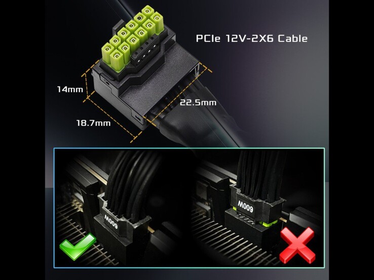 Dimensiones del nuevo cable 12V-2x6. (Fuente de la imagen: ASRock)