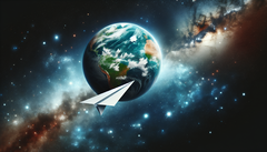 Cuando se lanza un avión de papel desde la ISS, sobrevive a la reentrada en la atmósfera terrestre pero se quema antes de llegar al suelo. (Fuente de la imagen: DallE3)