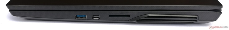 Lado derecho: 1x USB 3.2 Gen 2 Tipo-A, 1x MiniDP 1.2, lector de tarjetas SD