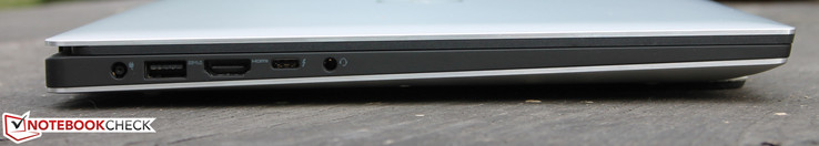 izquierda: fuente de alimentación, USB 3.0, HDMI, USB Type-C Gen. 2 + Thunderbolt 3, toma de audio combinada de 3,5 mm