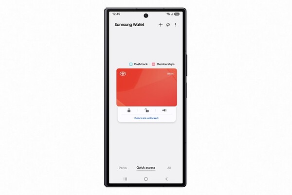 La interfaz de usuario de la llave digital Toyota en Samsung Wallet. (Fuente de la imagen: Samsung)