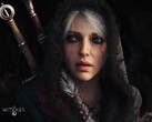 Imagen promocional de primer plano de Ciri en «The Witcher 4», con dos espadas al fondo