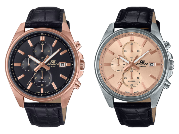 De izquierda a derecha: los relojes Casio Edifice EFV-610ECL-1A y EFV-610EL-5A. (Fuente de la imagen: Casio)