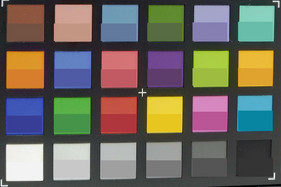 Fotografía de los colores de ColorChecker. La mitad inferior de cada área muestra el color de referencia