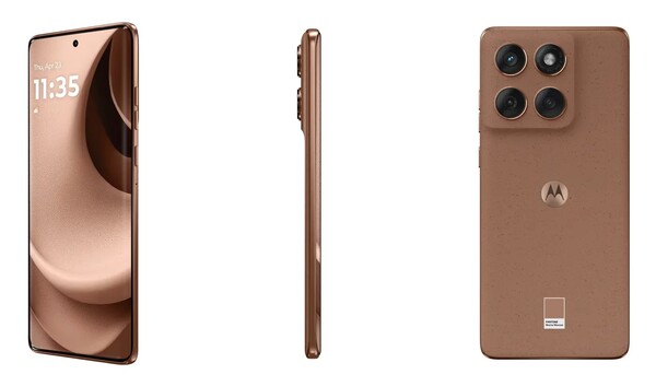 El Edge 60 Fusion en Pantone Mocha Mousse está disponible en Europa. (Fuentes de las imágenes: Motorola)