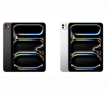 Vista frontal del iPad Pro en negro espacial y plata, mostrando los biseles simétricos y la pantalla Ultra Retina XDR (Fuente de la imagen: Apple)