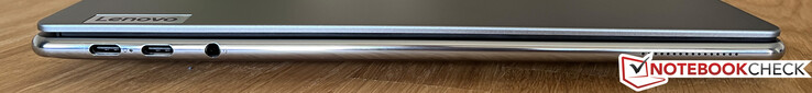 Lado izquierdo: 2x USB-C 4.0 (40 Gbps, Power Delivery 3.0, DisplayPort modo Alt 1.4), 3,5 mm estéreo