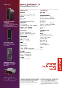 Lenovo ThinkStation P5 - Especificaciones. (Fuente de la imagen: Lenovo)