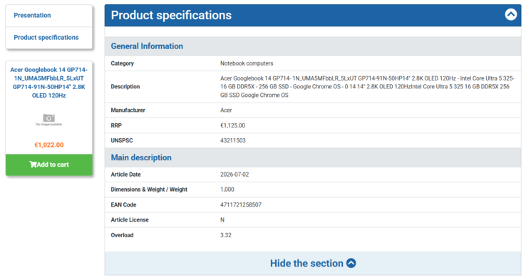 Especificaciones y precio del Acer Googlebook 14