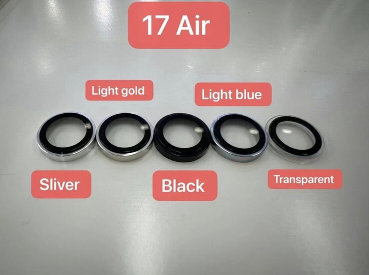 Los anillos de protección de la cámara que supuestamente revelan los colores del iPhone 17.