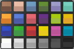 ColorChecker: La mitad inferior de cada área de color muestra el color de referencia.