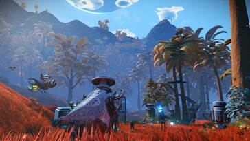 Una imagen que muestra un planeta en No Man's Sky.