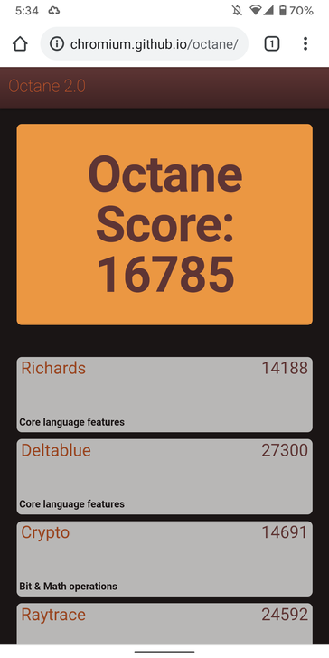 ...junto con los resultados de Octano 2.0 para los cromos 83 y 85. (Fuente: Android Police)